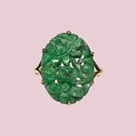 vintage ring jade groen gekerfd negen karaat goud