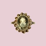 vintage ring met citrien kwarts geel groen van 9 karaat goud