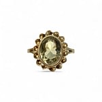 vintage citrien kwarts ring geelgroen antieke look