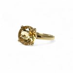 vintage ring met ronde citrien solitair 9kt goud