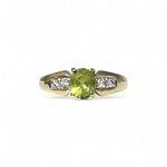 vintage ring peridoot en diamant van 9k goud