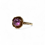 vintage gouden ring met amethist in bloem zetting