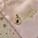 vintage gouden saffier hanger in druppel vorm