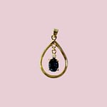 vintage hanger met saffier en diamant druppel 9 karaat goud