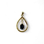 vintage hanger met saffier en diamant druppel 9k goud
