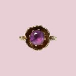 vintage ring met amethist in bloem ring 9 karaat goud