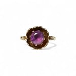 vintage ring met amethist in bloem van 9 kt goud