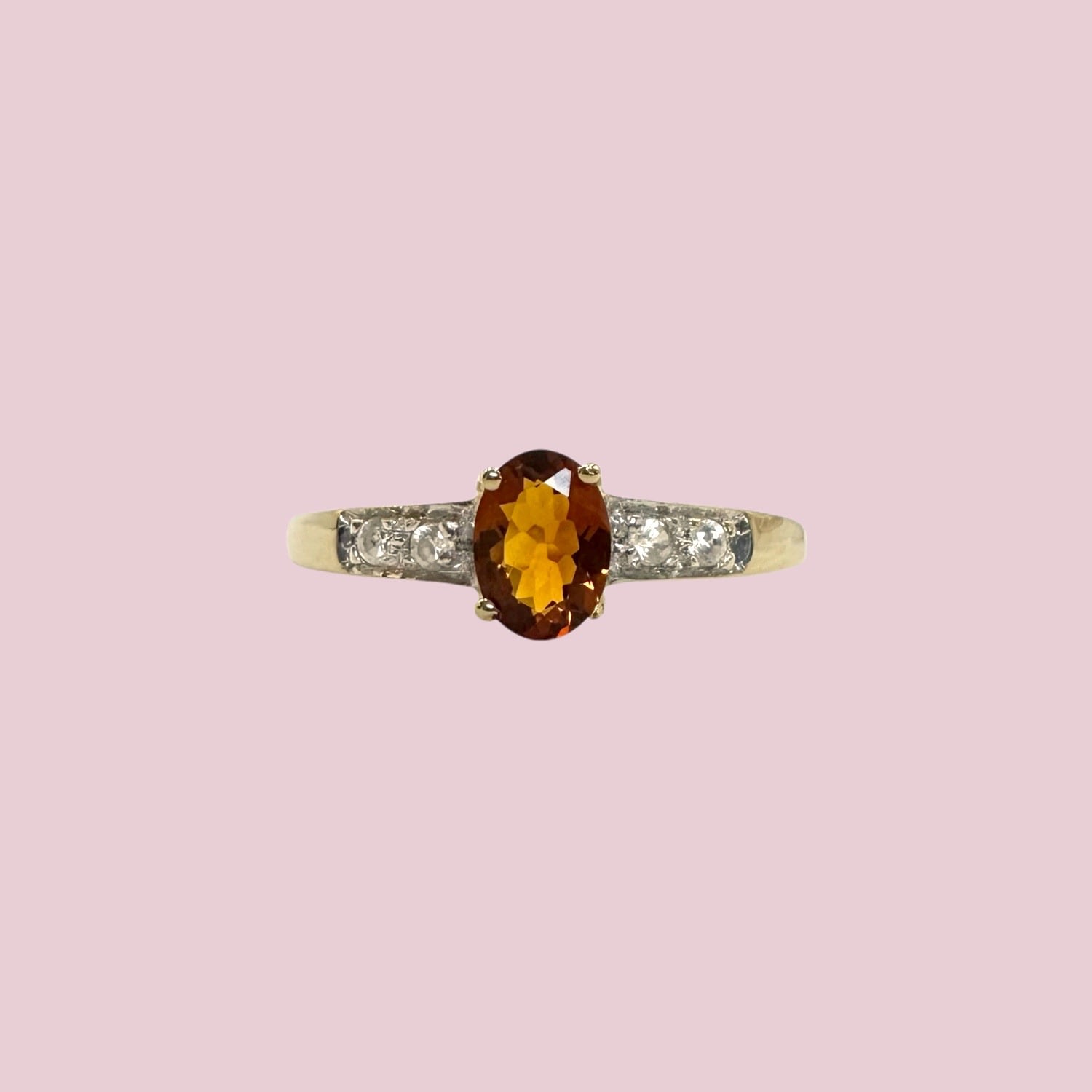 vintage ring citrien en topaas