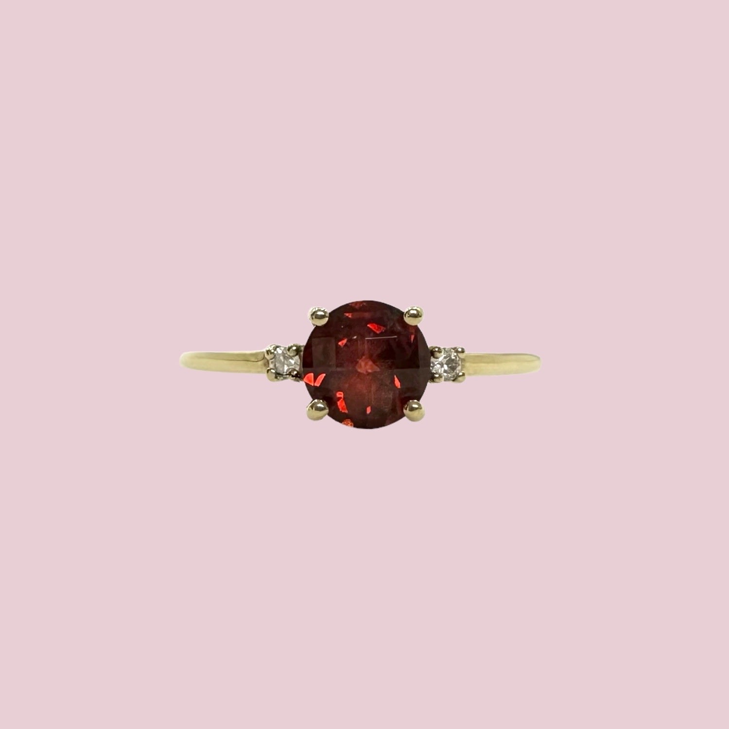 vintage ring granaat en diamant