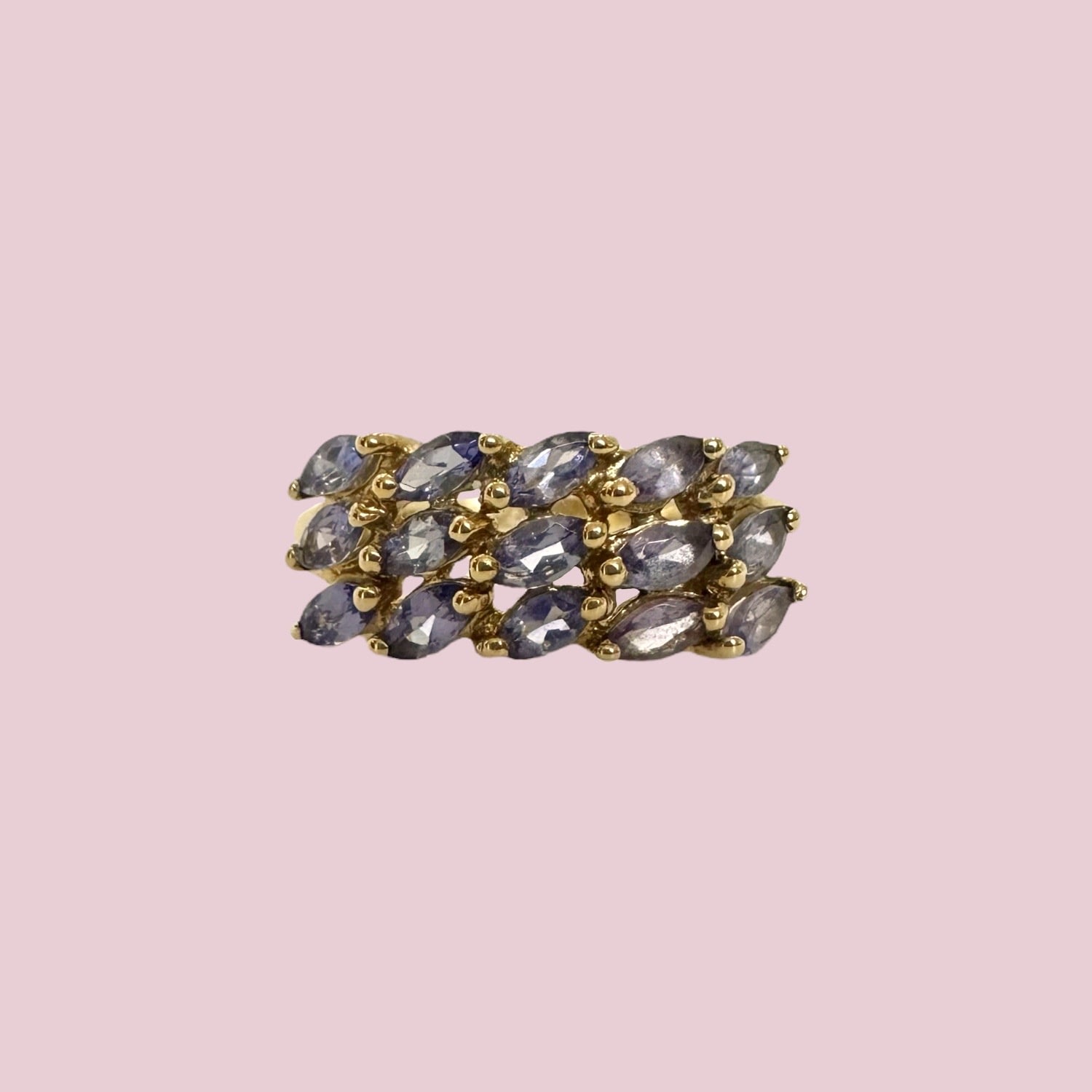 vintage ring tanzaniet markies geslepen goud