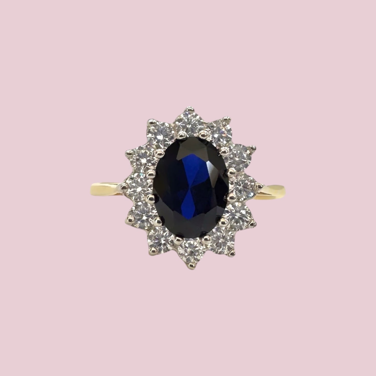 lady di saffier cluster ring cz 9k goud