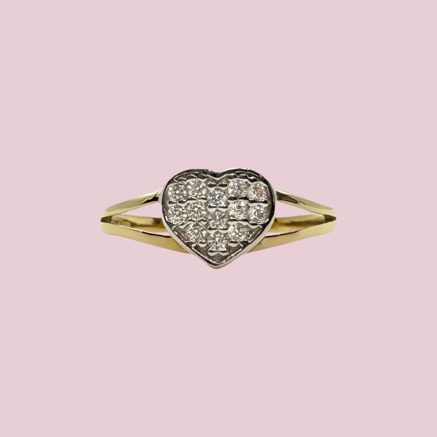 ring zirkonia cluster hartje van goud met cz