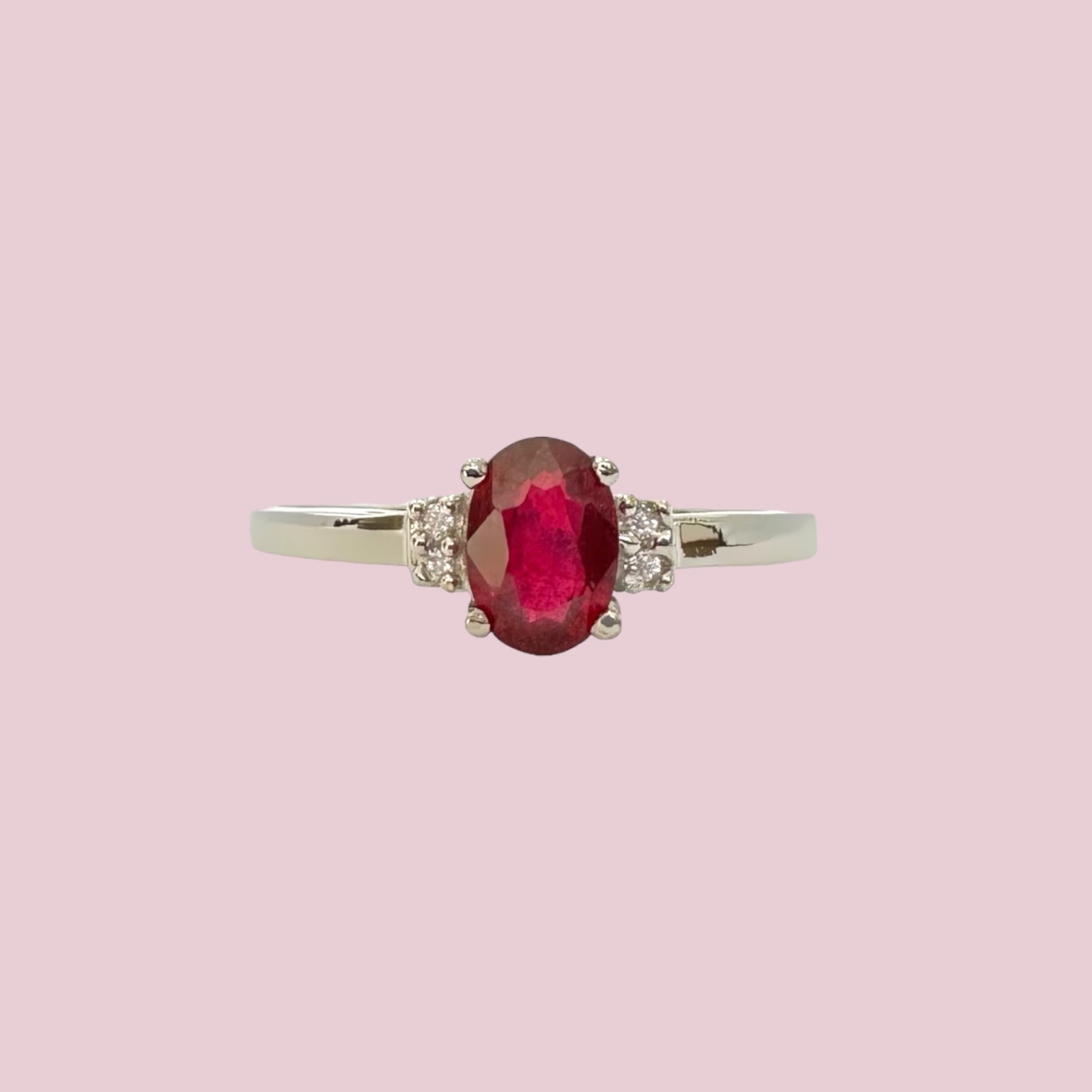 ring robijn en diamant witgoud vintage look ring