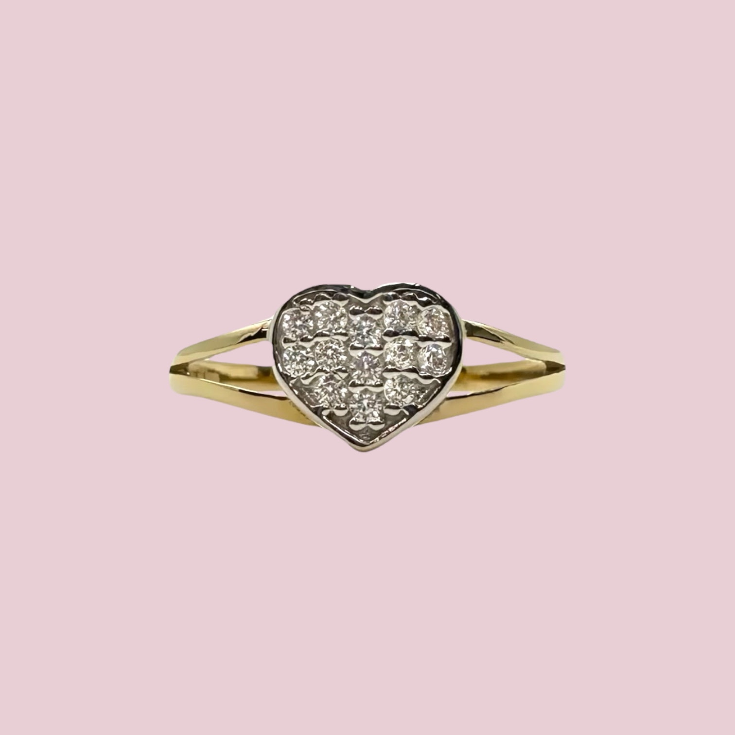 ring zirkonia cluster hartje van goud met cz