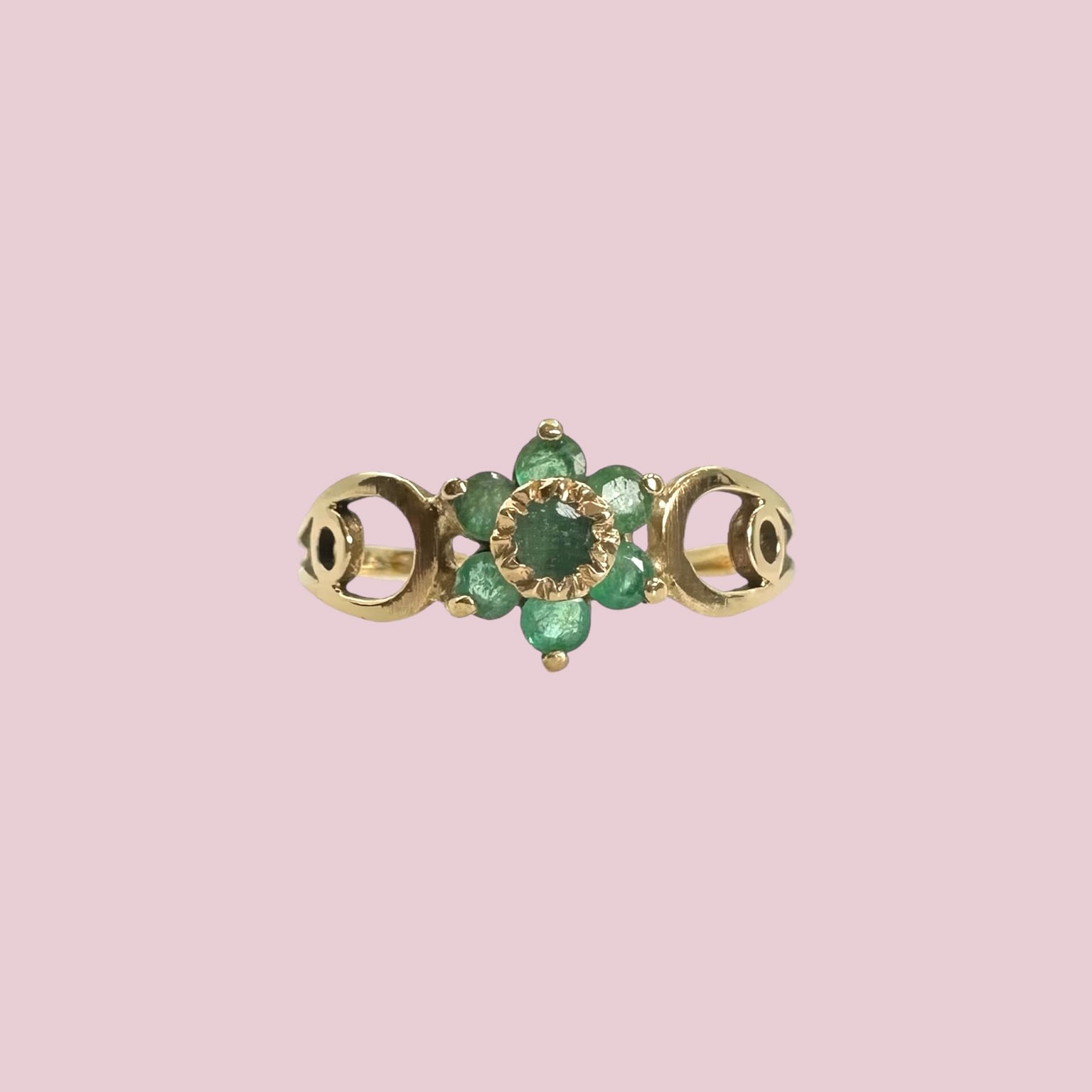 vintage ring smaragd cluster bloem