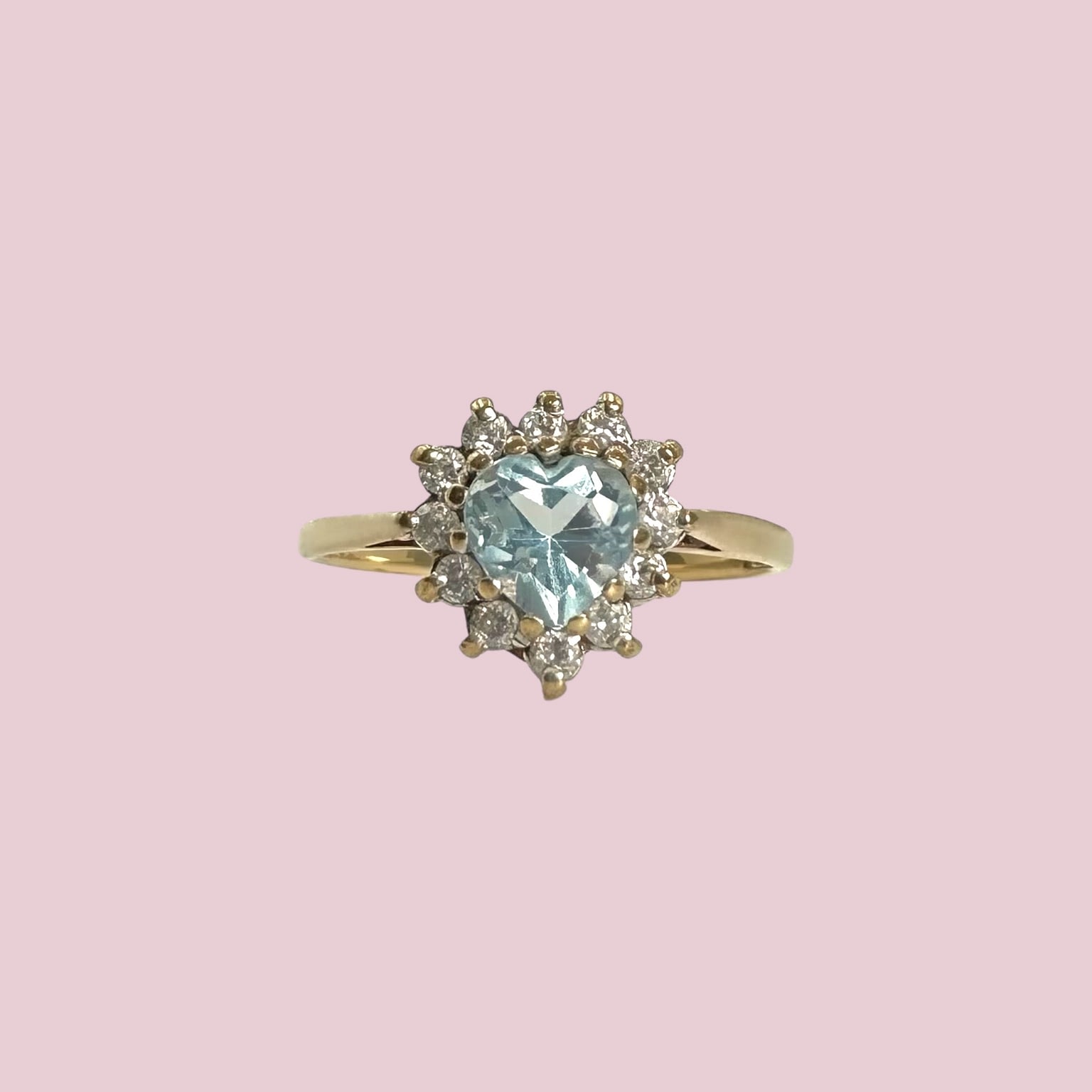 vintage ring topaas hartje cluster