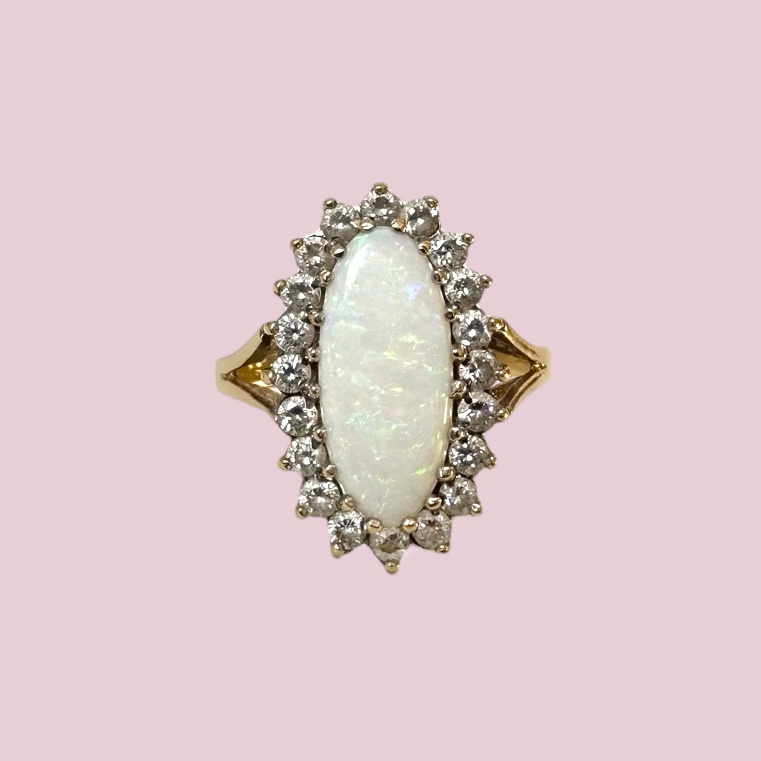 vintage opaal cluster ring