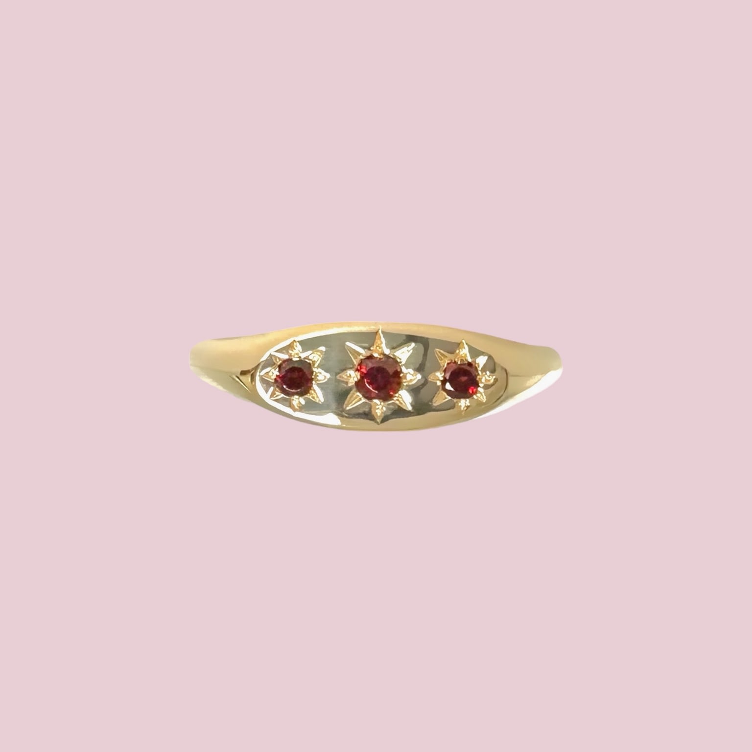 granaat gypsy ring trilogie 9k goud