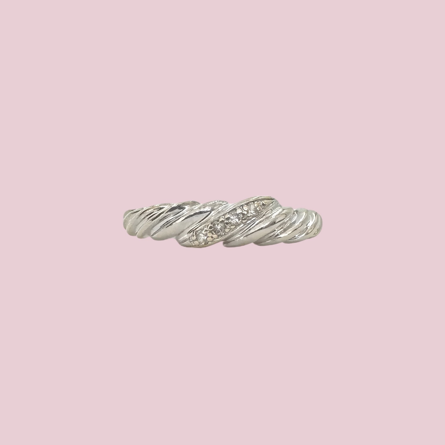 vintage ring croissant diamant 18k witgoud