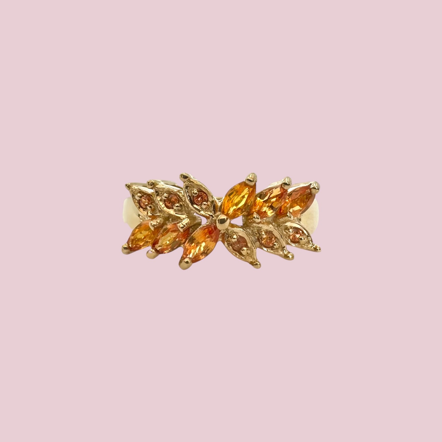 vintage ring citrien cluster markies geslepen