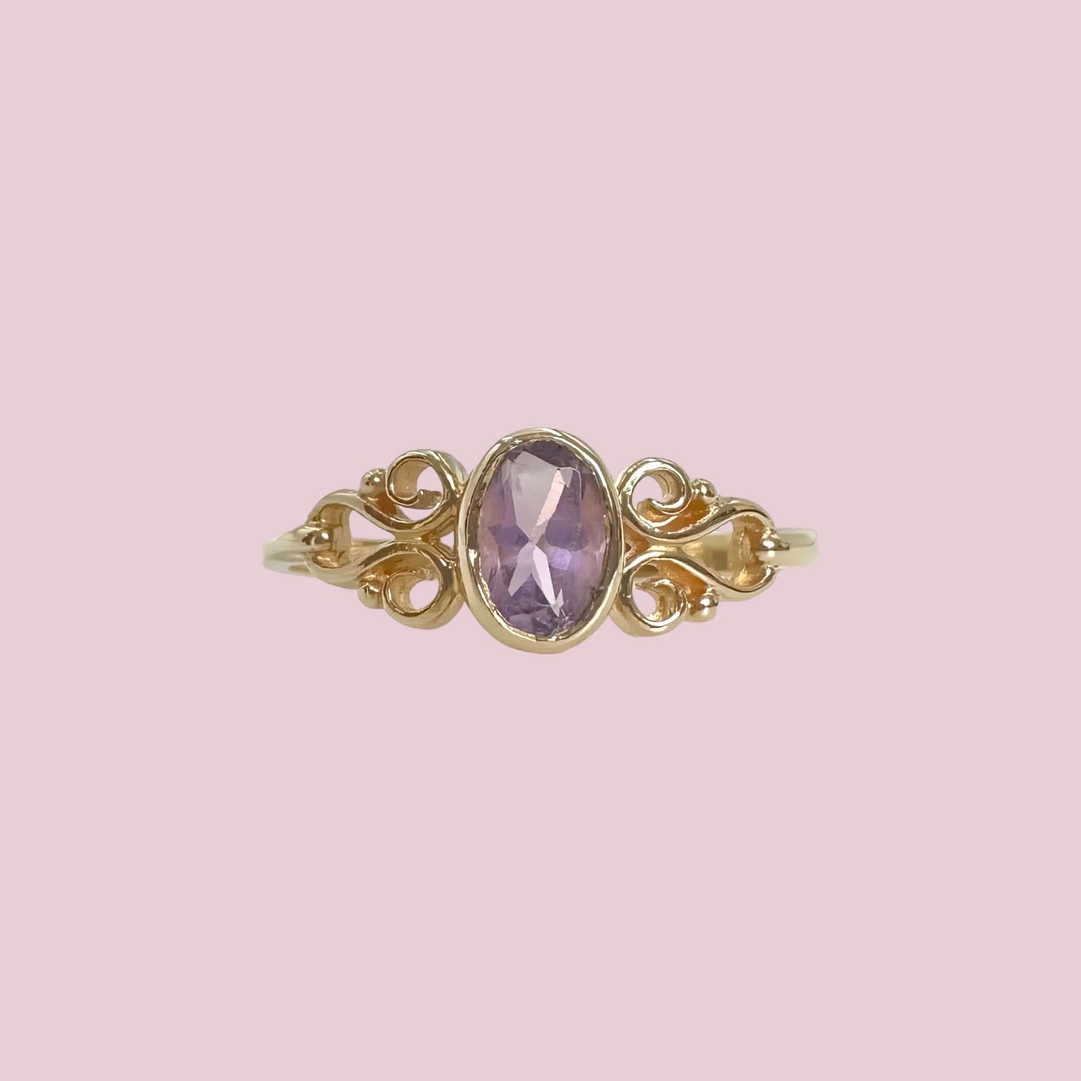vintage ring amethist sierlijke ringband