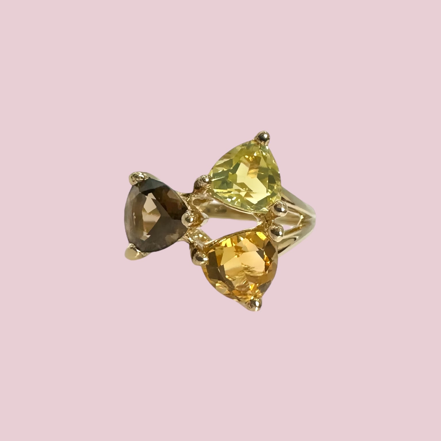 vintage ring peridoot citrien rookkwarts