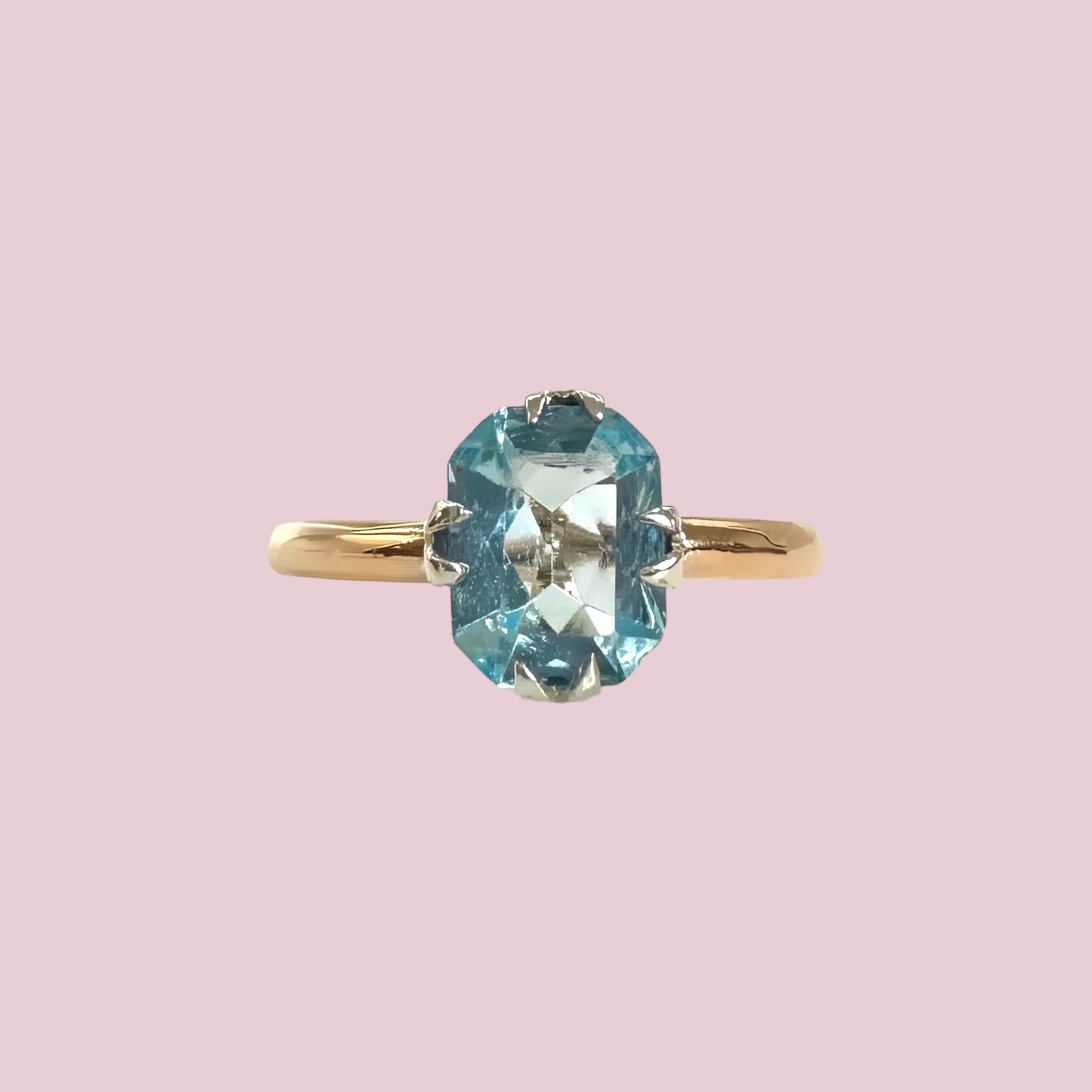 vintage aquamarijn ring 9 karaat