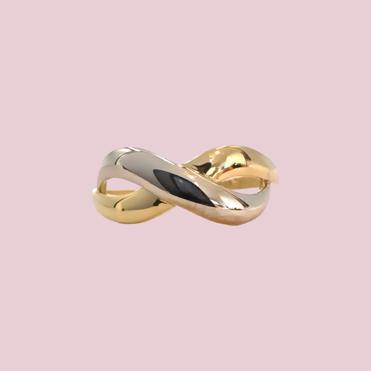 vintage ring infinity witgoud en geelgoud