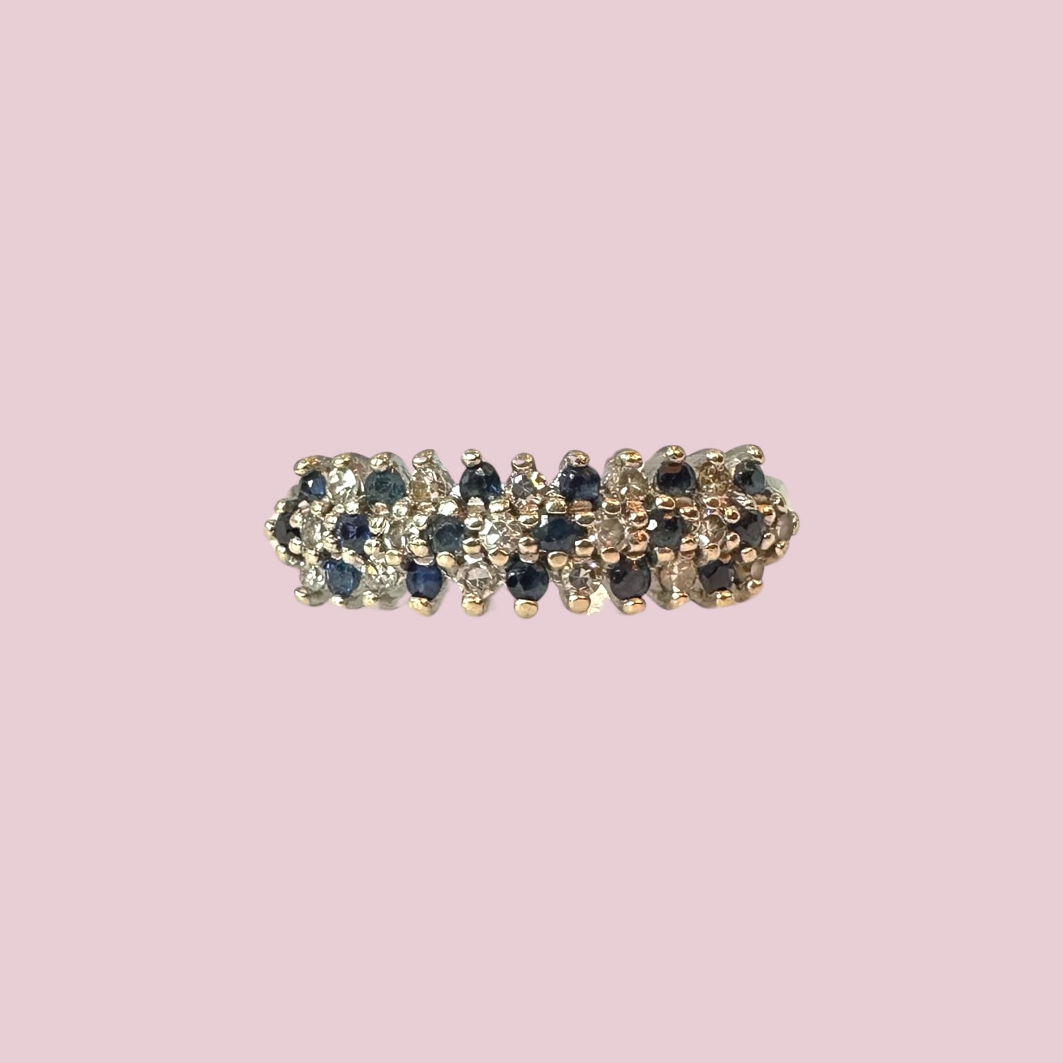 vintage ring diamant en saffier pave