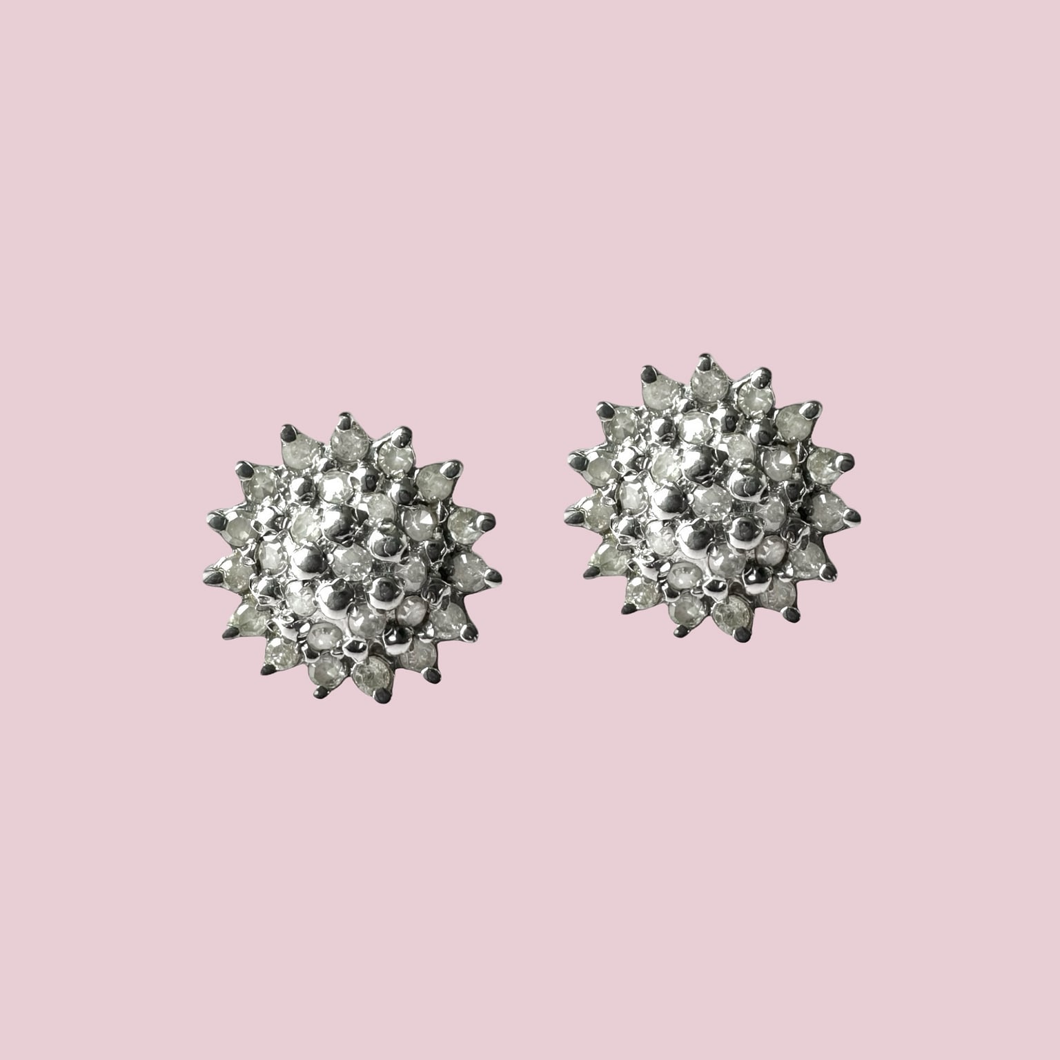 vintage diamant cluster oorbellen ct goud