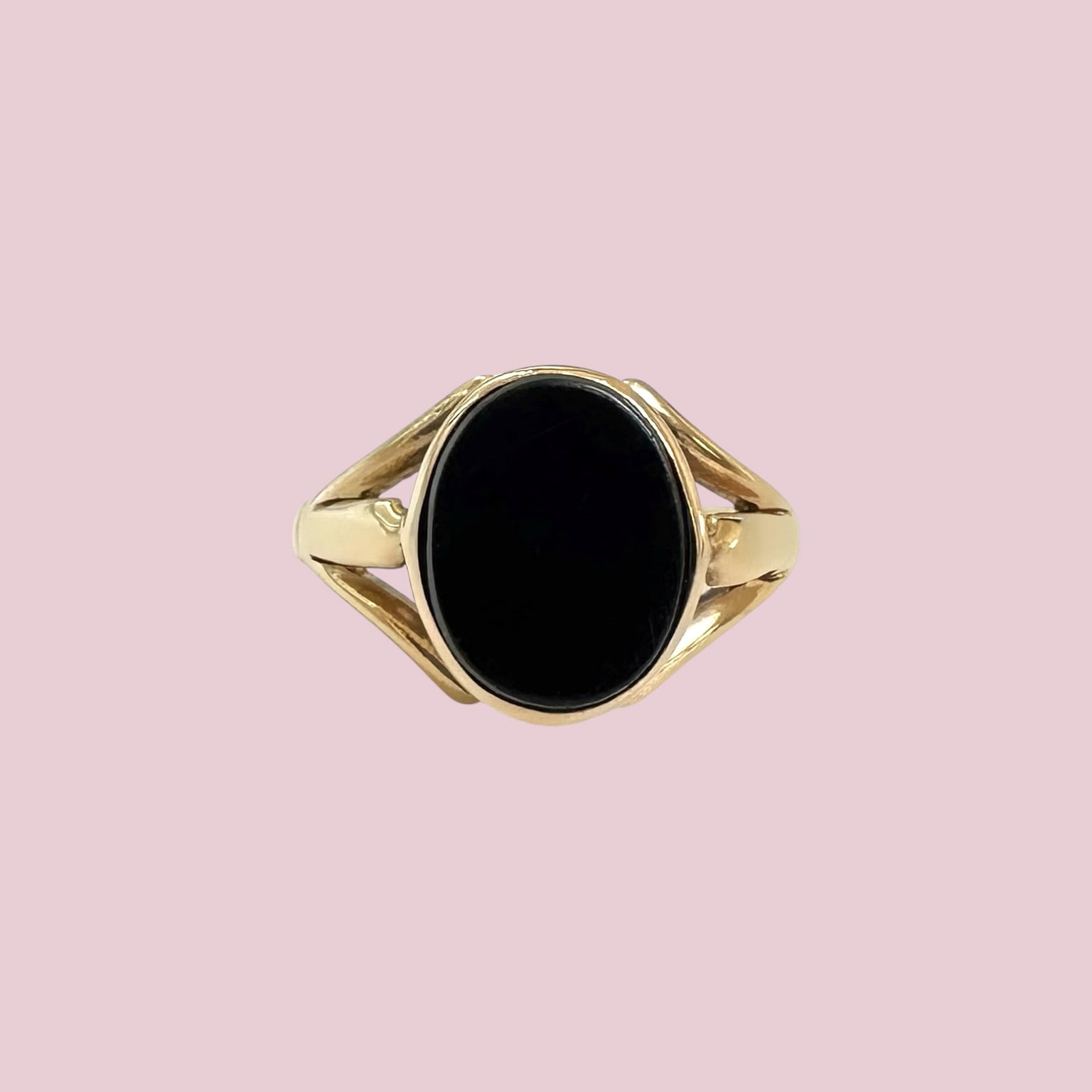 vintage onyx signet ring van 9 karaat goud