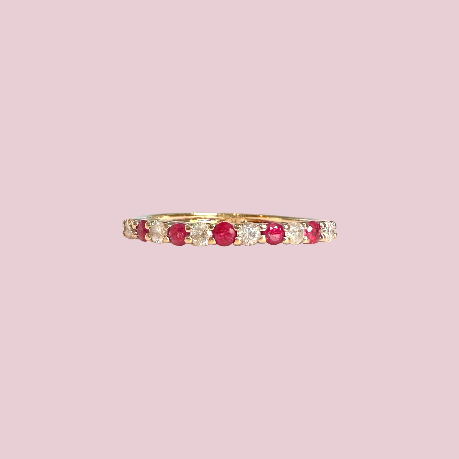 vintage rij ring robijn en diamant