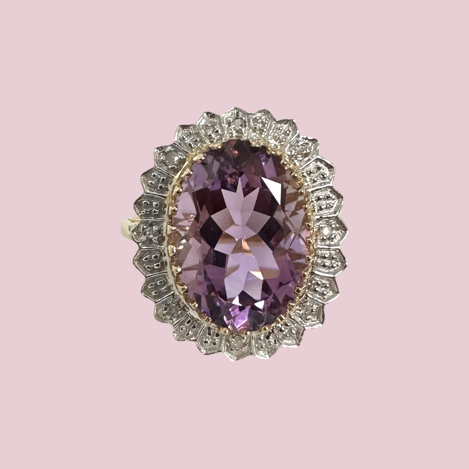 vintage cocktail ring amethist en diamant