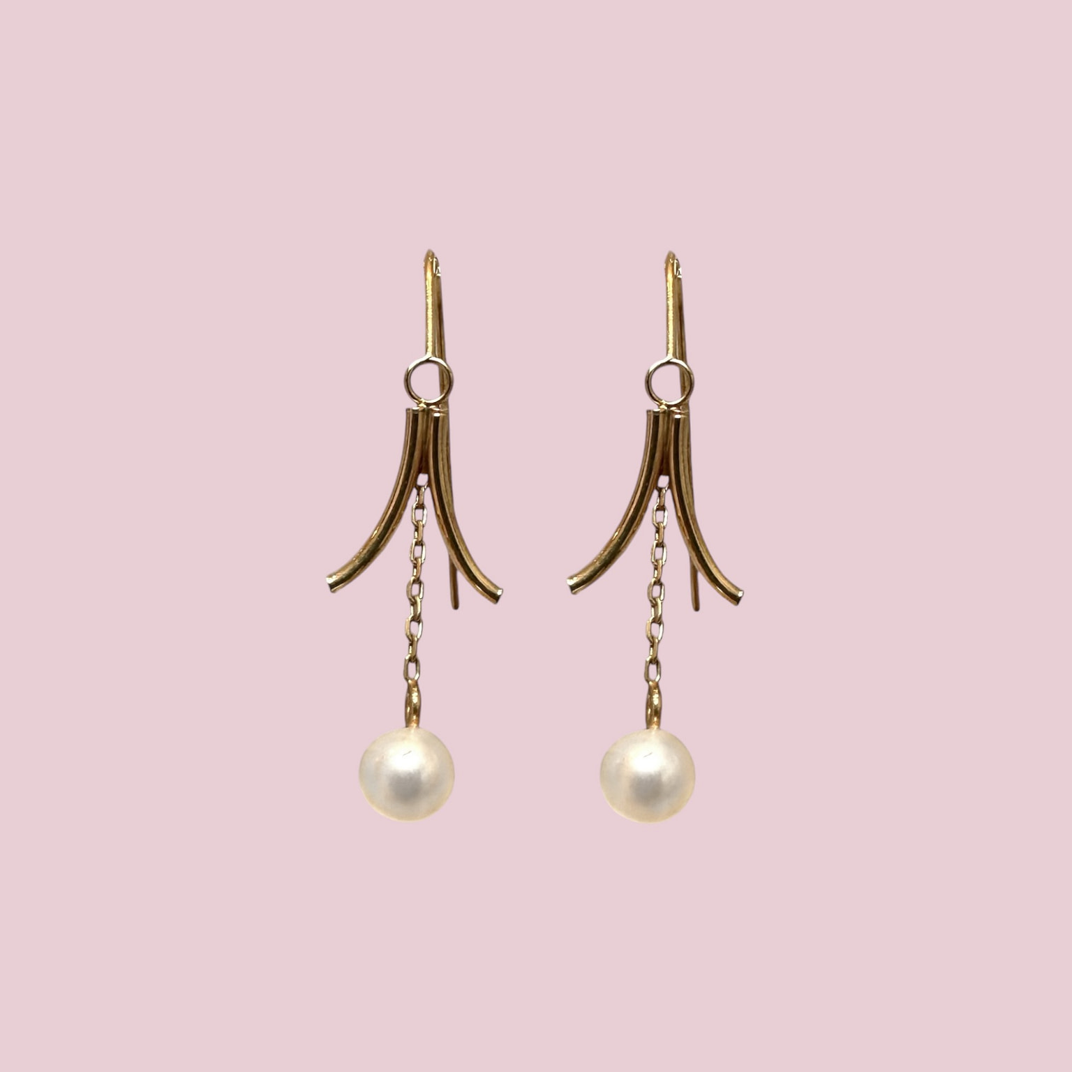 vintage parel oorbellen hangers 9k goud
