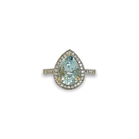 gouden ring met pear cut peer druppel geslepen aquamarijn halo