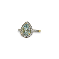 aquamarijn ring met diamant halo 10 karaat goud