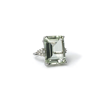 ring groene amethist groot rechthoekig witgoud