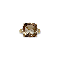gouden ring rookkwarts rook topaas cushion cut vierkant en diamant vintage ring