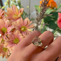 gouden rooktopaas ring met diamant en smoky topaz