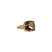 rooktopaas smokey topaz of rookkwarts ring goud solitair vierkant vintage ring