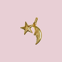vintage bedel maan en ster goud