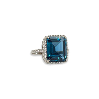 vintage ring london blue topaz karaat witgoud