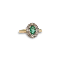ring smaragd en diamant 9k goud