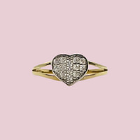 ring zirkonia cluster hartje van goud met cz