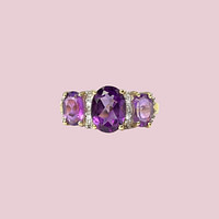 gouden amethist trilogie ring diamant 10k
