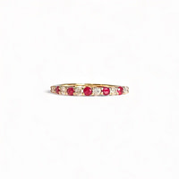 vintage rij ring robijn diamant
