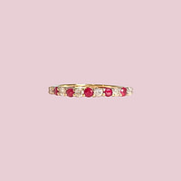 vintage rij ring robijn en diamant