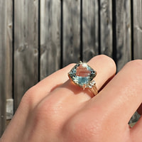 ring groene amethist en diamantjes groot