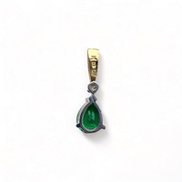 vintage druppel hanger groene synthetische smaragd en diamant