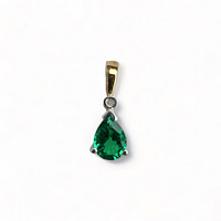 vintage hanger diamant en smaragd druppel vorm